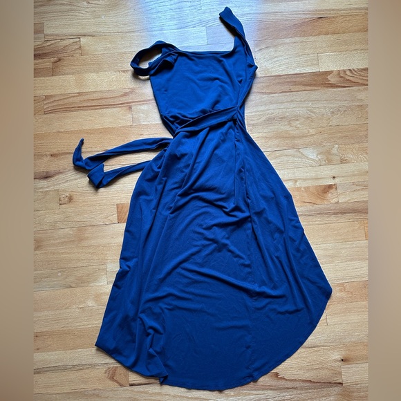 Quince Tencel Jersey Side Tie Midi Dress Navy Blue size XS - Picture 7 of 8